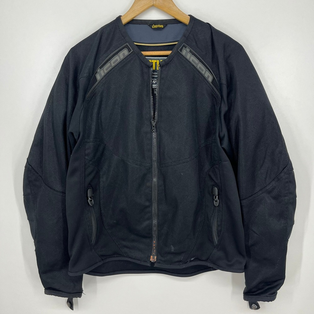 Icon Anthem Mesh Riding Jacket Mens Medium Black Motorcycle Biker Gear‎ MD